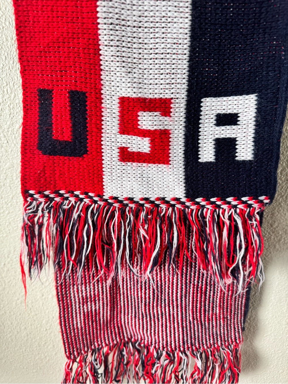 VTG! Knitworks USA Knit Scarf in Red, White & Blue.